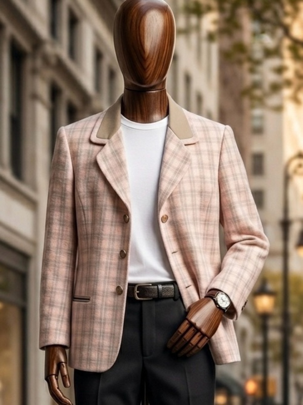VTG Kate McNaughton Plaid Blazer Jacket 16W Pink Neutral